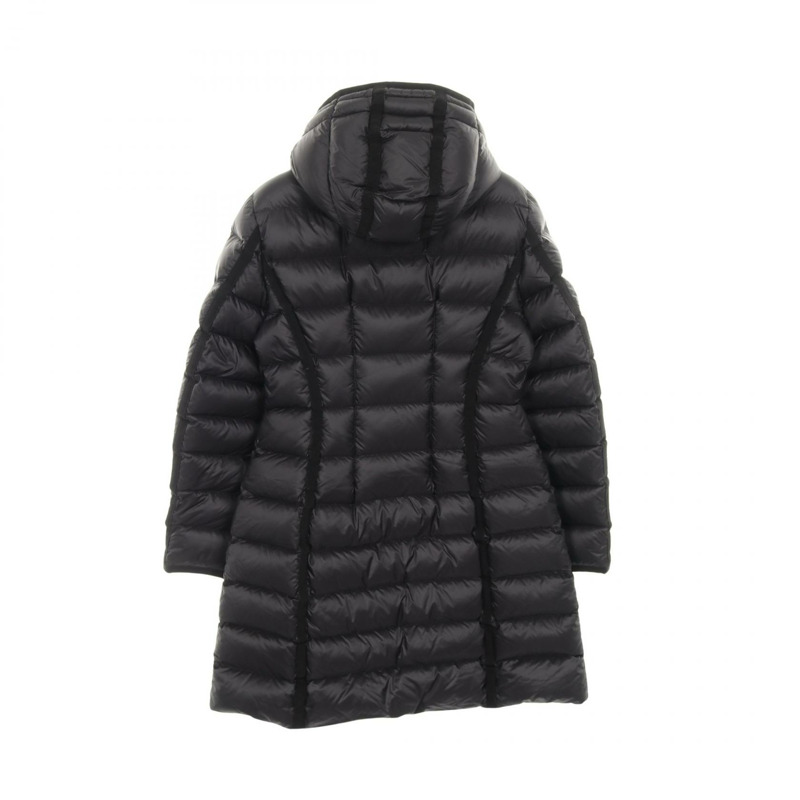 MONCLER HERMINE 附帽拉鍊尼龍黑色羽絨外套 #3 二手女款-1