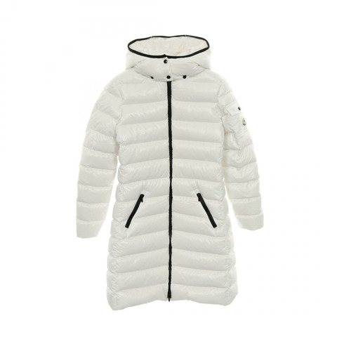 MONCLER MOKA 附帽拉鍊羽絨外套 尼龍材質 白色 黑色 #14anni #164cm