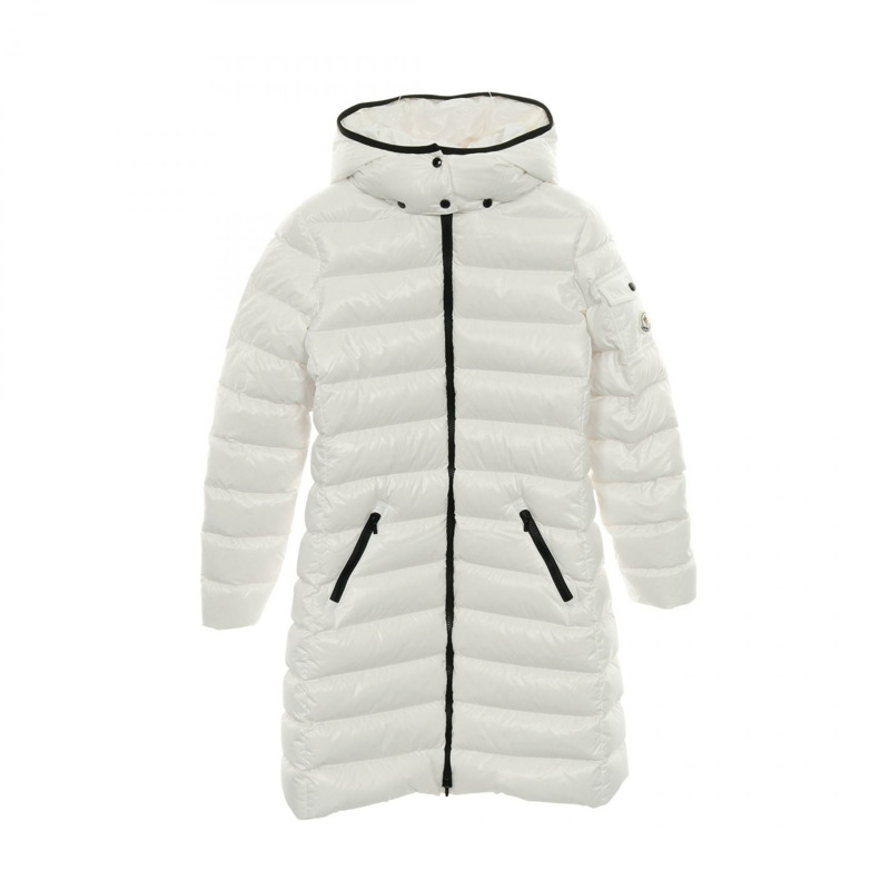 MONCLER MOKA 附帽拉鍊羽絨外套 尼龍材質 白色 黑色 #14anni #164cm-0