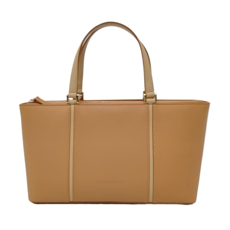 BURBERRY 棕色牛皮手提包 金色五金-0