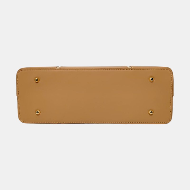 BURBERRY 棕色牛皮手提包 金色五金-5