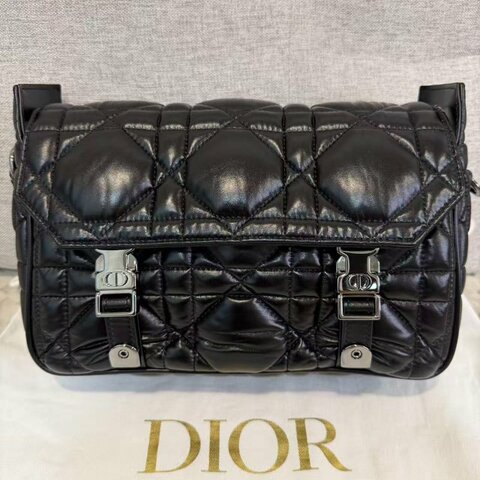 Dior 黑銀藤格紋 camp 小號郵差包 24*16*8 99新配件塵袋