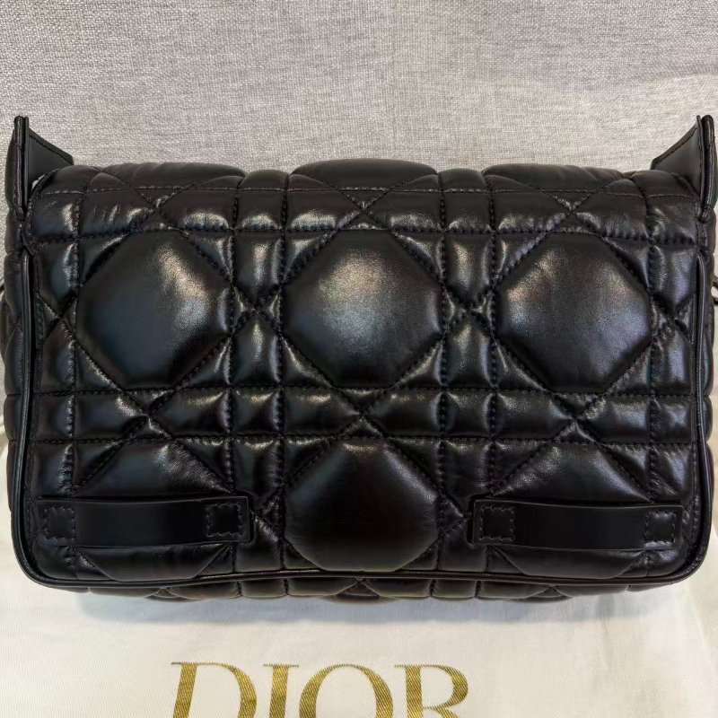 誠可議Dior 黑銀藤格紋 camp 小號郵差包 24*16*8 99新配件塵袋-8