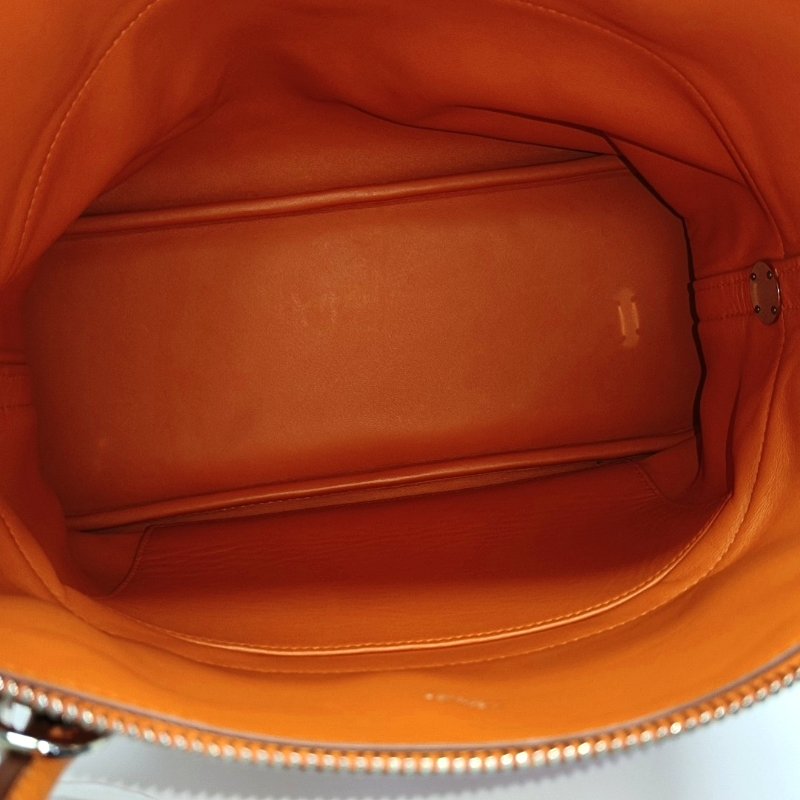 HERMÈS Bolide 31 愛馬仕橙Clemence牛皮保齡球包單肩包手提包 銀色五金 O刻 可拆卸肩帶-6
