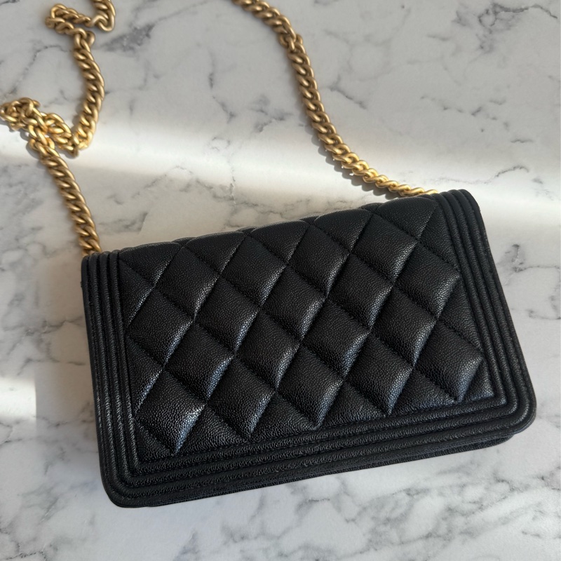 Chanel黑菱格金boy woc  價格漂亮😻-5