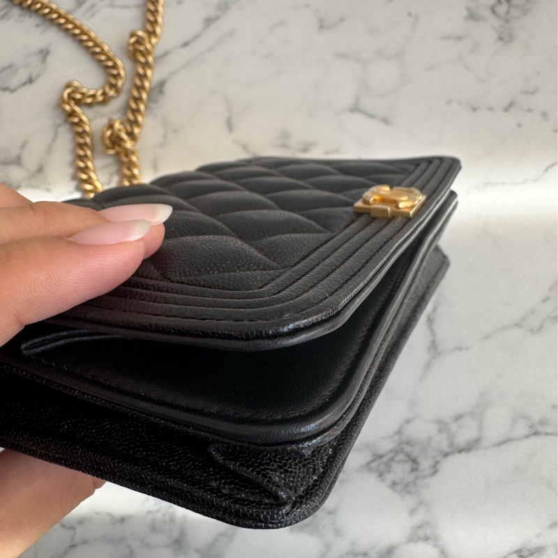 Chanel黑菱格金boy woc  價格漂亮😻-7