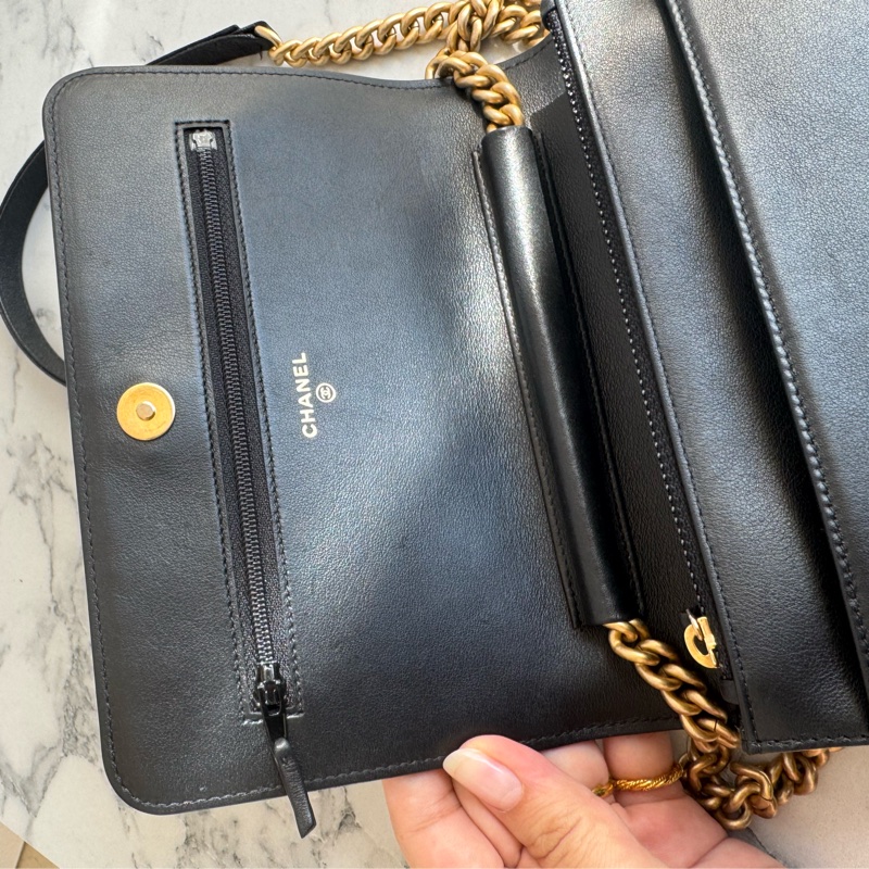 Chanel黑菱格金boy woc  價格漂亮😻-37