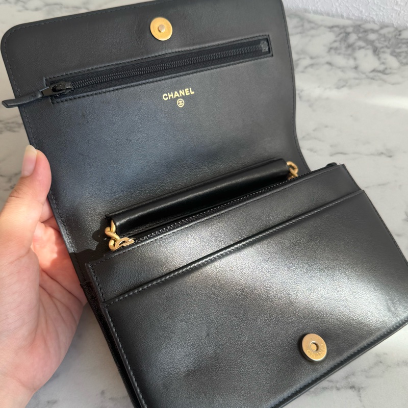 Chanel黑菱格金boy woc  價格漂亮😻-40