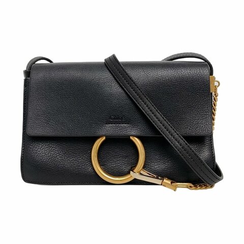 Chloé Faye 小號黑色牛皮單肩包斜挎包 金色五金