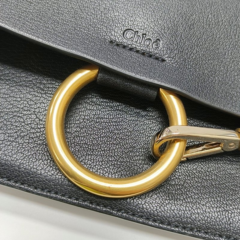 Chloé Faye 小號黑色牛皮單肩包斜挎包 金色五金-10