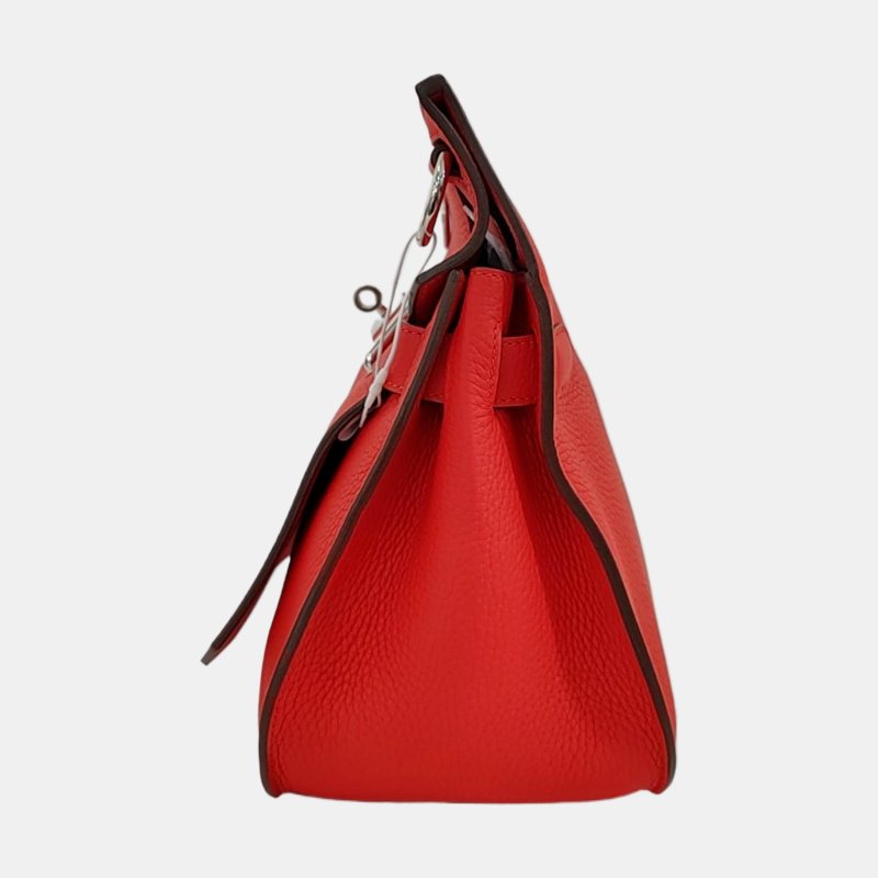 HERMÈS Jypsiere國旗紅Clemence牛皮吉普賽包單肩包手提包 銀色五金 可拆卸肩帶 9.8新-2