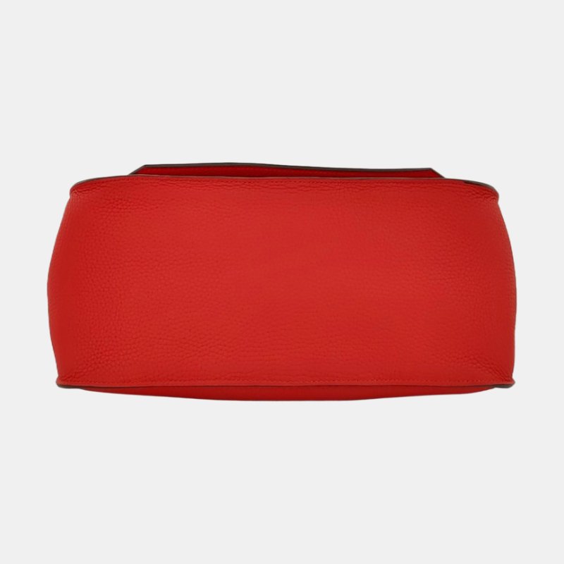 HERMÈS Jypsiere國旗紅Clemence牛皮吉普賽包單肩包手提包 銀色五金 可拆卸肩帶 9.8新-5