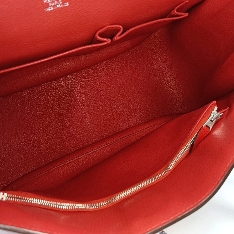 HERMÈS Jypsiere國旗紅Clemence牛皮吉普賽包單肩包手提包 銀色五金 可拆卸肩帶 9.8新-6