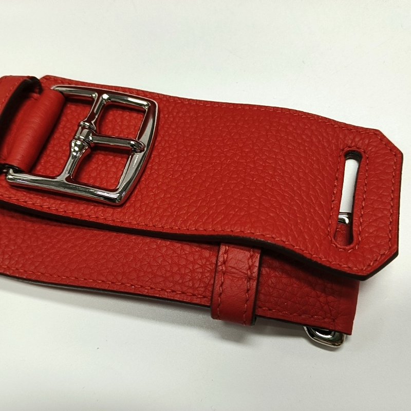 HERMÈS Jypsiere國旗紅Clemence牛皮吉普賽包單肩包手提包 銀色五金 可拆卸肩帶 9.8新-9