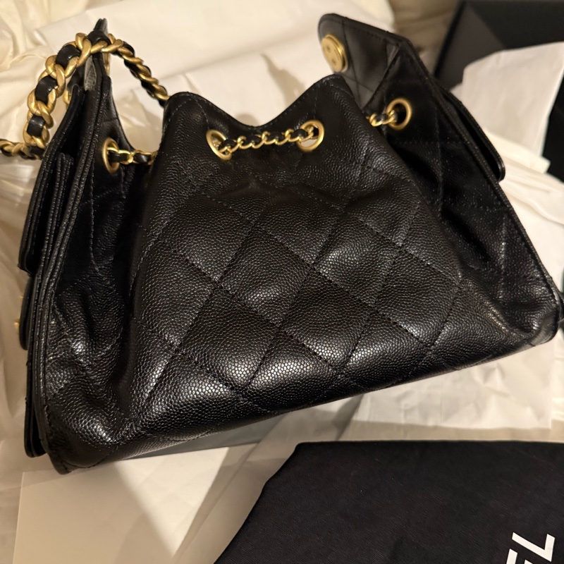 Chanel mini 25 caviar black and gold-1