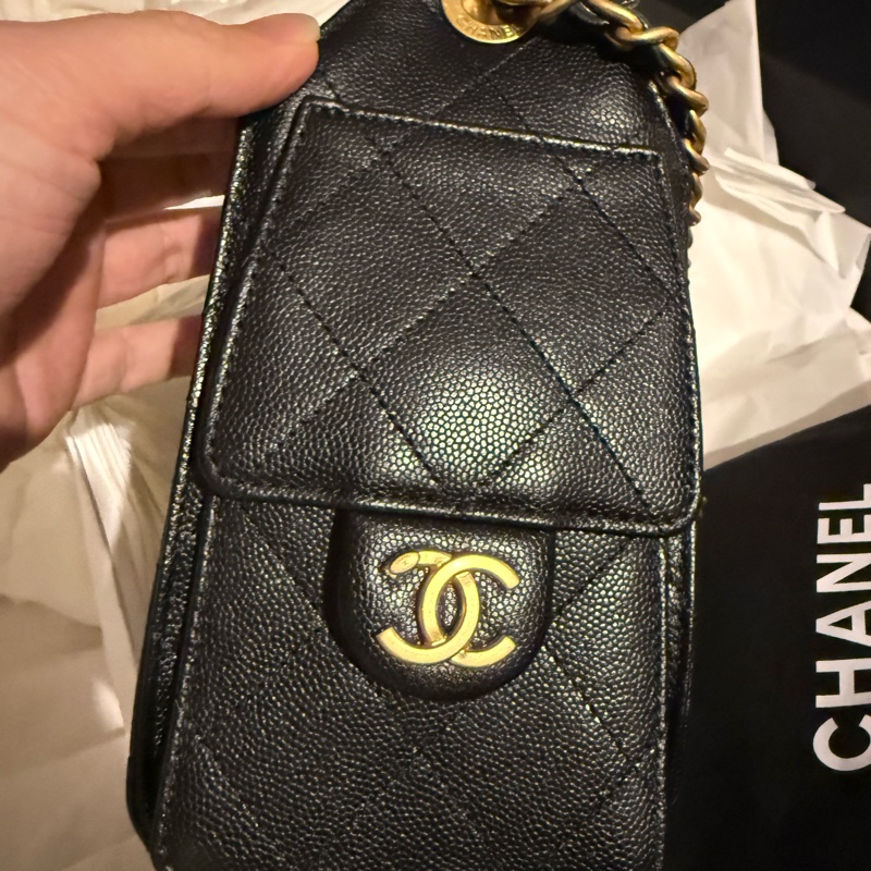 Chanel mini 25 caviar black and gold-3