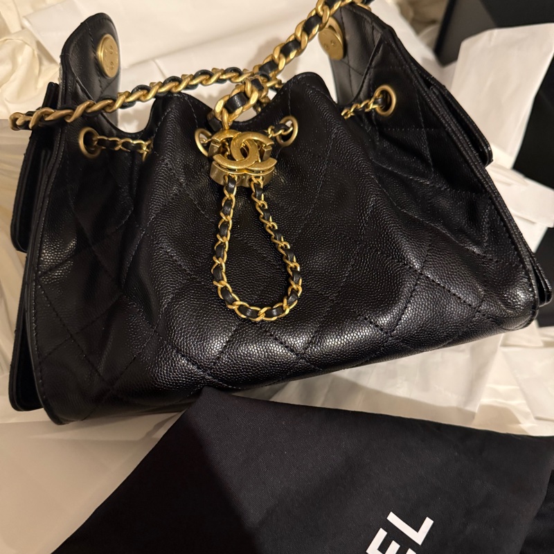 Chanel mini 25 caviar black and gold-5