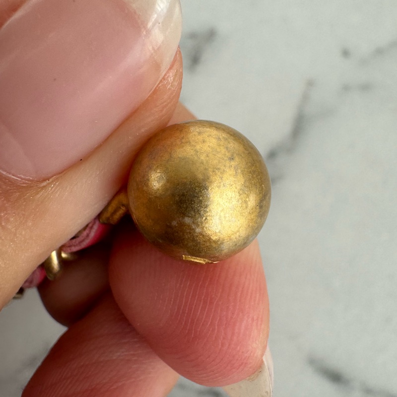 Chanel粉菱格金雙C金球圓餅包-35