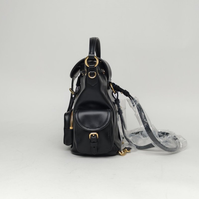 MIU MIU 黑色牛皮MIUMIU雙肩包皮革徽標雙肩包小號肩背包-1