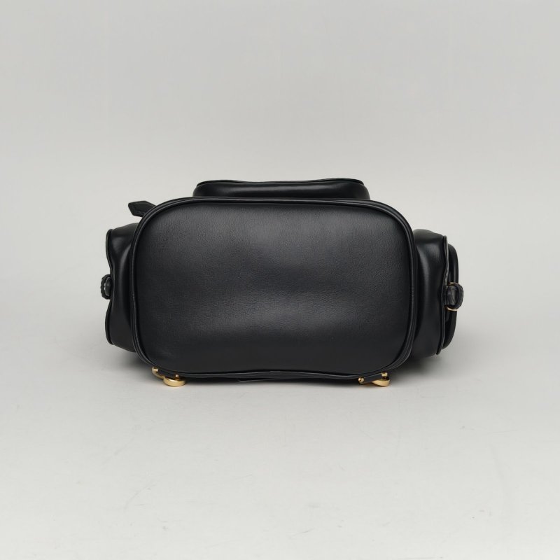 MIU MIU 黑色牛皮MIUMIU雙肩包皮革徽標雙肩包小號肩背包-4