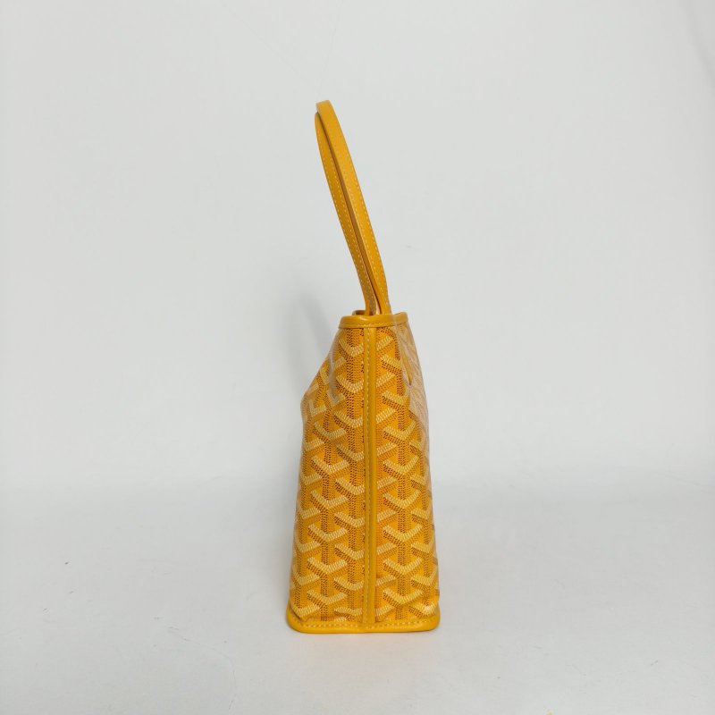 GOYARD Anjou雙面購物袋Mini20黃色牛皮/帆布銀扣牛皮帆布肩背包-1