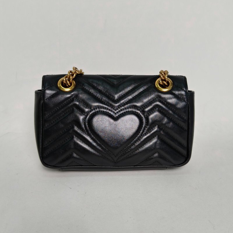 GUCCI GGMarmont肩背包Mini22黑色牛皮金扣肩背包-2