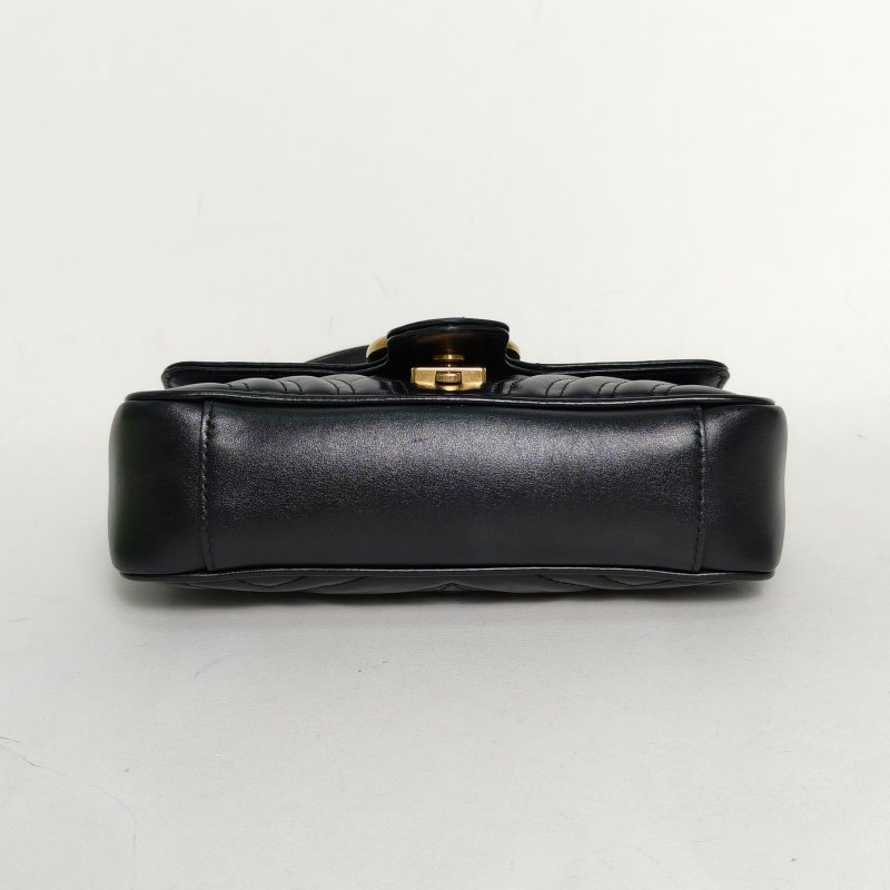 GUCCI GGMarmont肩背包Mini22黑色牛皮金扣肩背包-4