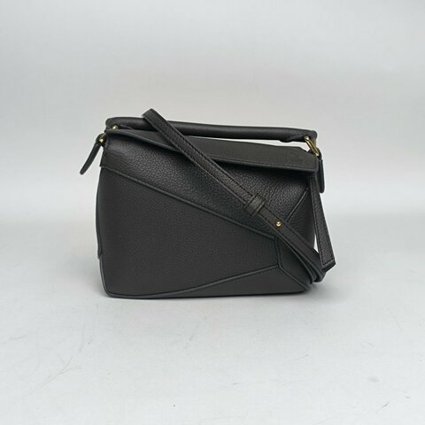 LOEWE Puzzle18幾何包迷你MINI深灰牛皮肩背包
