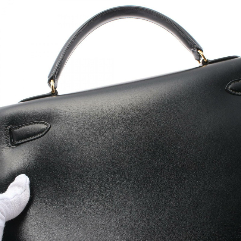 HERMES Box Calf皮革Kelly 32金扣手挽肩背兩用袋-7