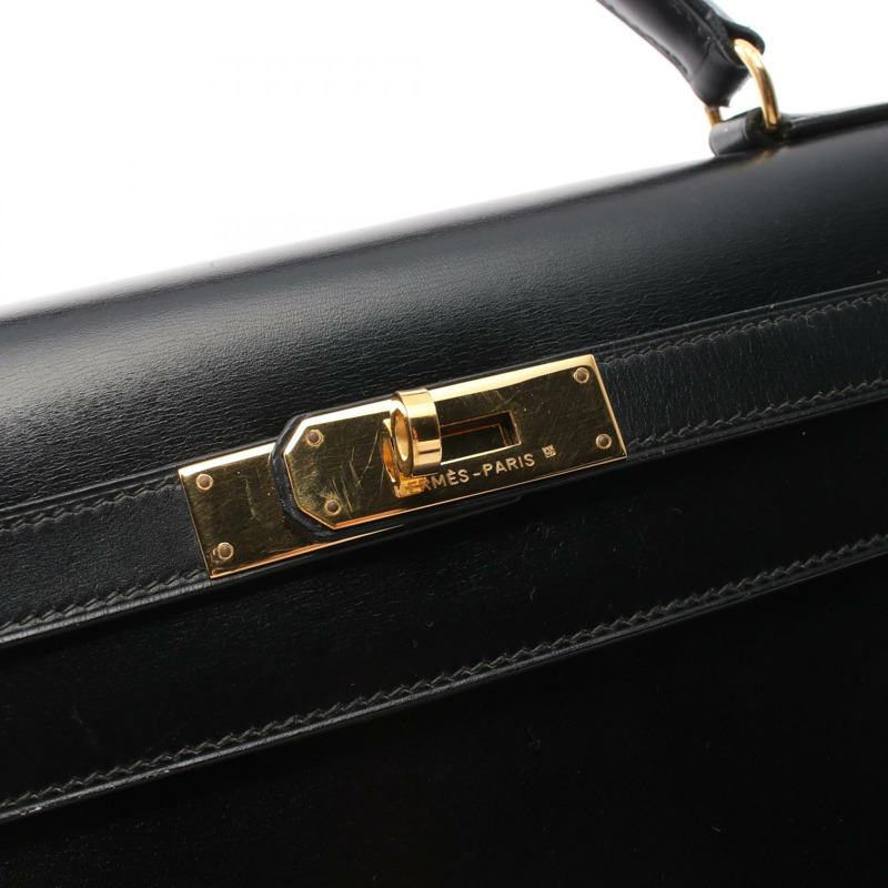HERMES Box Calf皮革Kelly 32金扣手挽肩背兩用袋-10