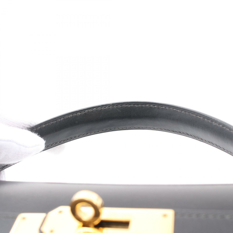 HERMES Box Calf皮革Kelly 32金扣手挽肩背兩用袋-11