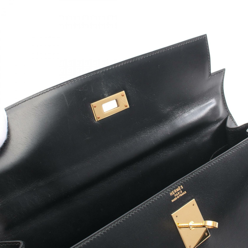HERMES Box Calf皮革Kelly 32金扣手挽肩背兩用袋-13
