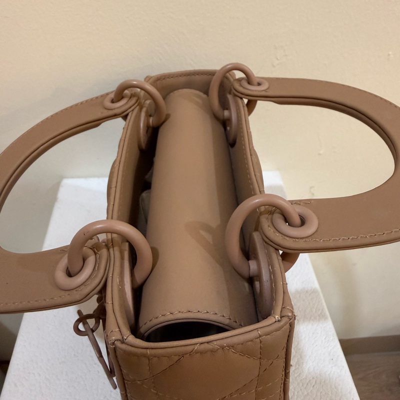 Lady Dior三格磨砂黛妃包 乾燥玫瑰色-12