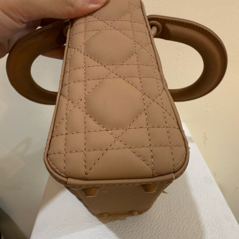 Lady Dior三格磨砂黛妃包 乾燥玫瑰色-15