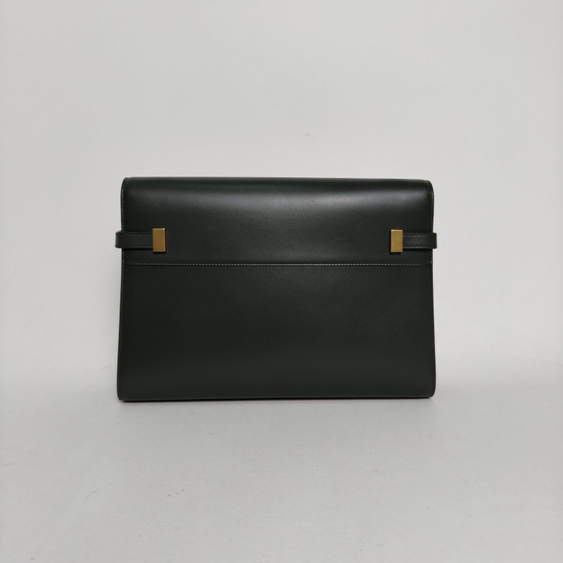 SAINT LAURENT MANHATTAN曼哈頓MANHATTANBOX曼哈頓中號墨綠色牛皮金扣肩背包-2