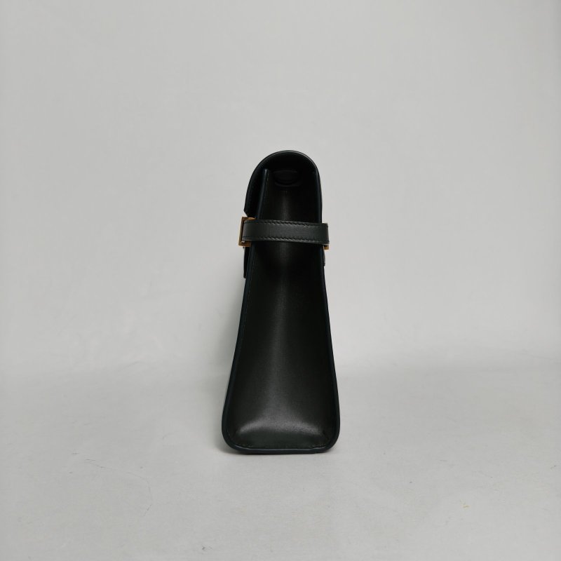 SAINT LAURENT MANHATTAN曼哈頓MANHATTANBOX曼哈頓中號墨綠色牛皮金扣肩背包-3