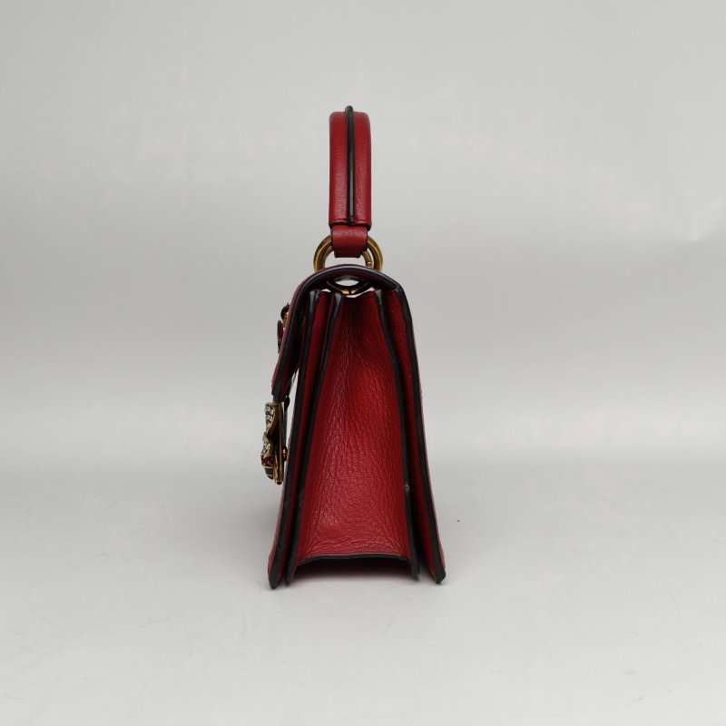GUCCI QueenMargaret瑪格麗特皇后蜜蜂手提斜挎包小號25.5紅色PVC金扣肩背包-1