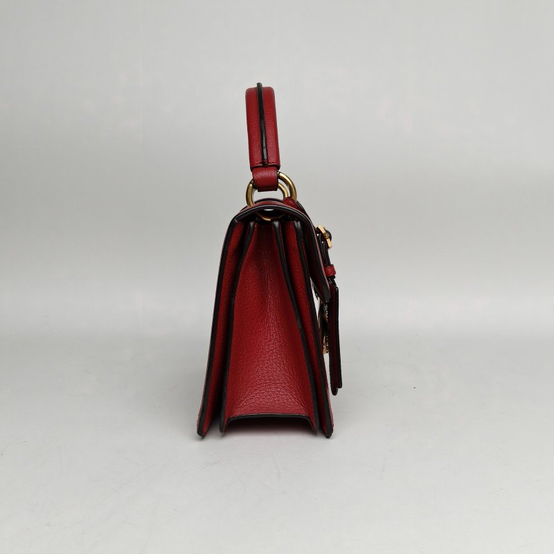 GUCCI QueenMargaret瑪格麗特皇后蜜蜂手提斜挎包小號25.5紅色PVC金扣肩背包-3