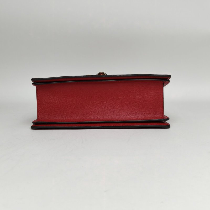 GUCCI QueenMargaret瑪格麗特皇后蜜蜂手提斜挎包小號25.5紅色PVC金扣肩背包-4