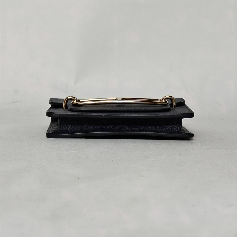 HERMES Roulis豬鼻子Slim錢包2Z午夜藍EC皮U刻金扣肩背包-4