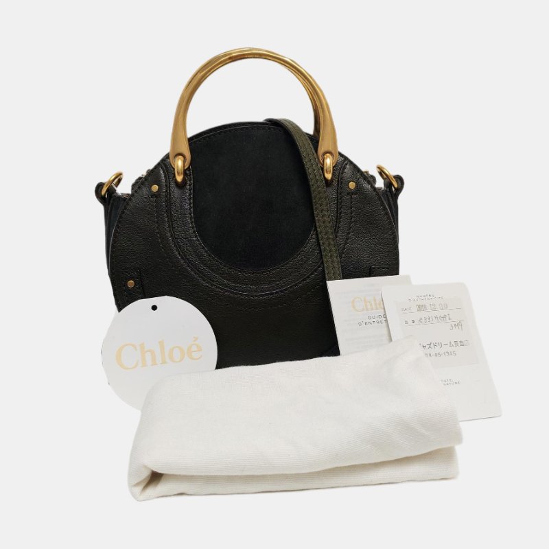 Chloé Pixie深綠色牛皮鉚釘單肩包 金色五金 可拆卸肩帶-7