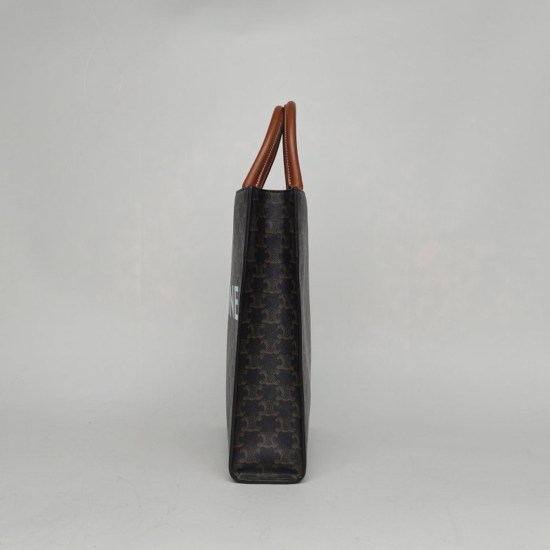 CELINE Cabas豎款手袋小號凱旋門印花褐色人造革肩背包-1