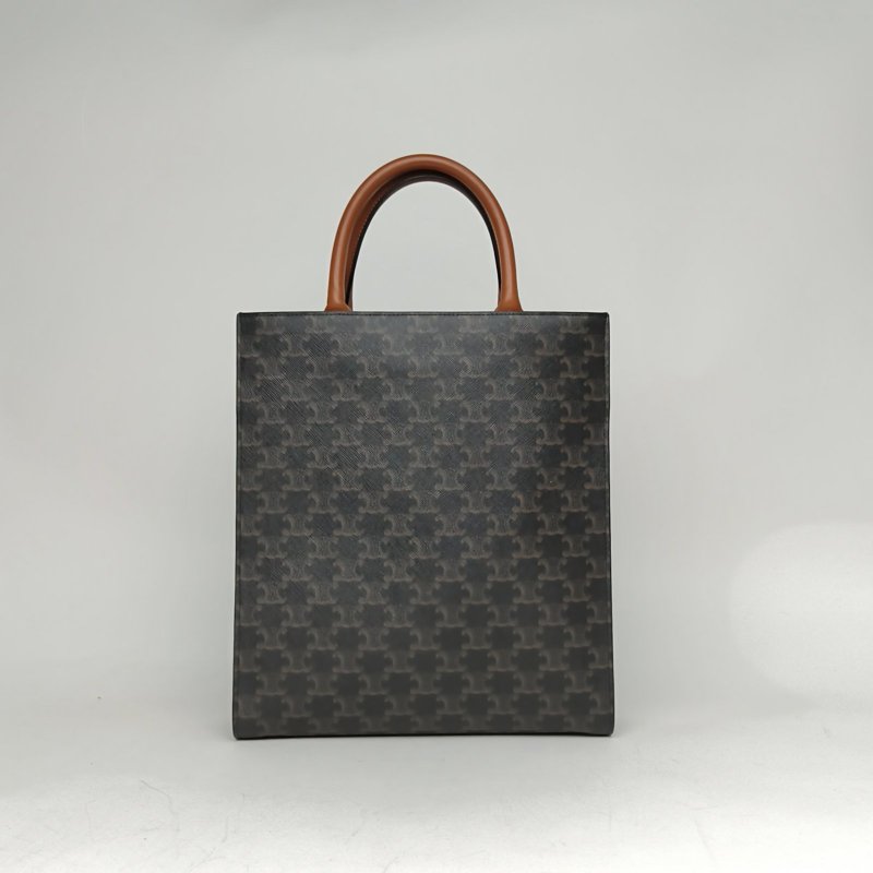 CELINE Cabas豎款手袋小號凱旋門印花褐色人造革肩背包-2