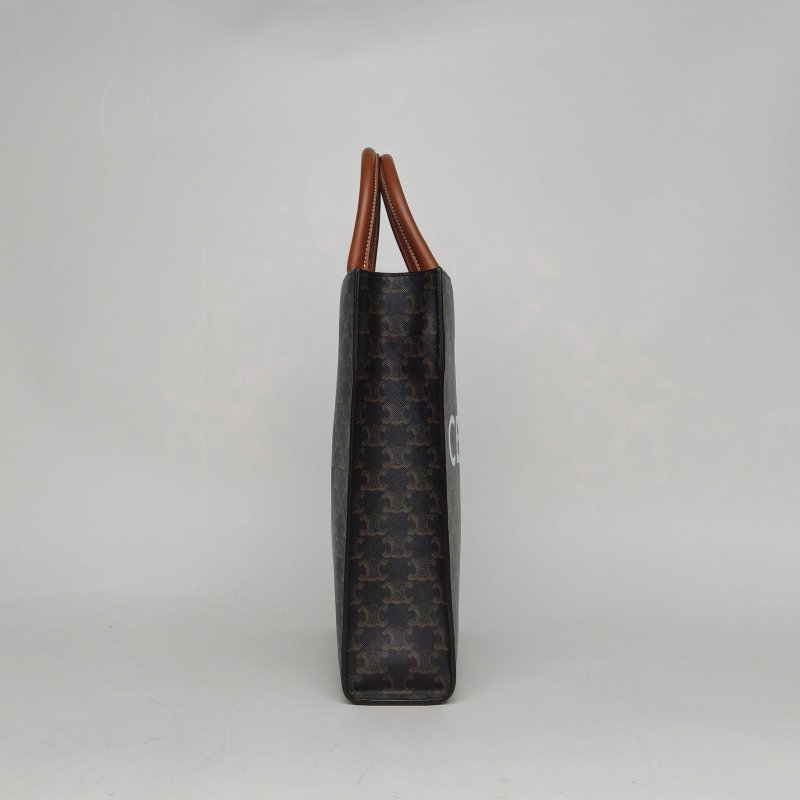 CELINE Cabas豎款手袋小號凱旋門印花褐色人造革肩背包-3