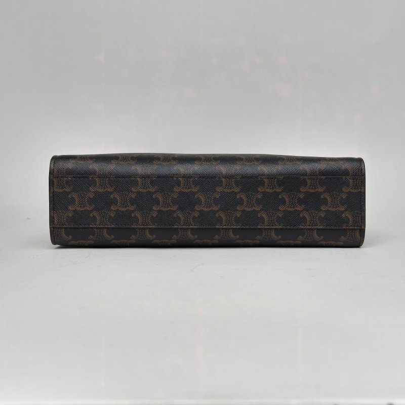 CELINE Cabas豎款手袋小號凱旋門印花褐色人造革肩背包-4