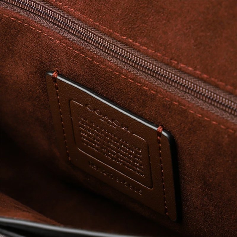 【COACH】拼接皮革馬車LOGO兩用包-黑色-3