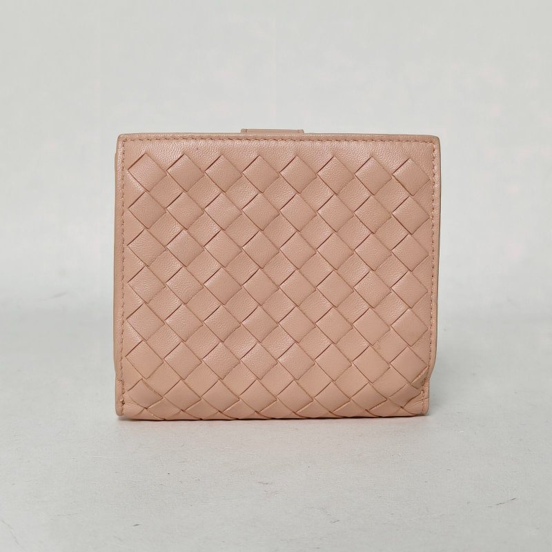 BOTTEGA VENETA 粉色羊皮短錢包肩背包-2