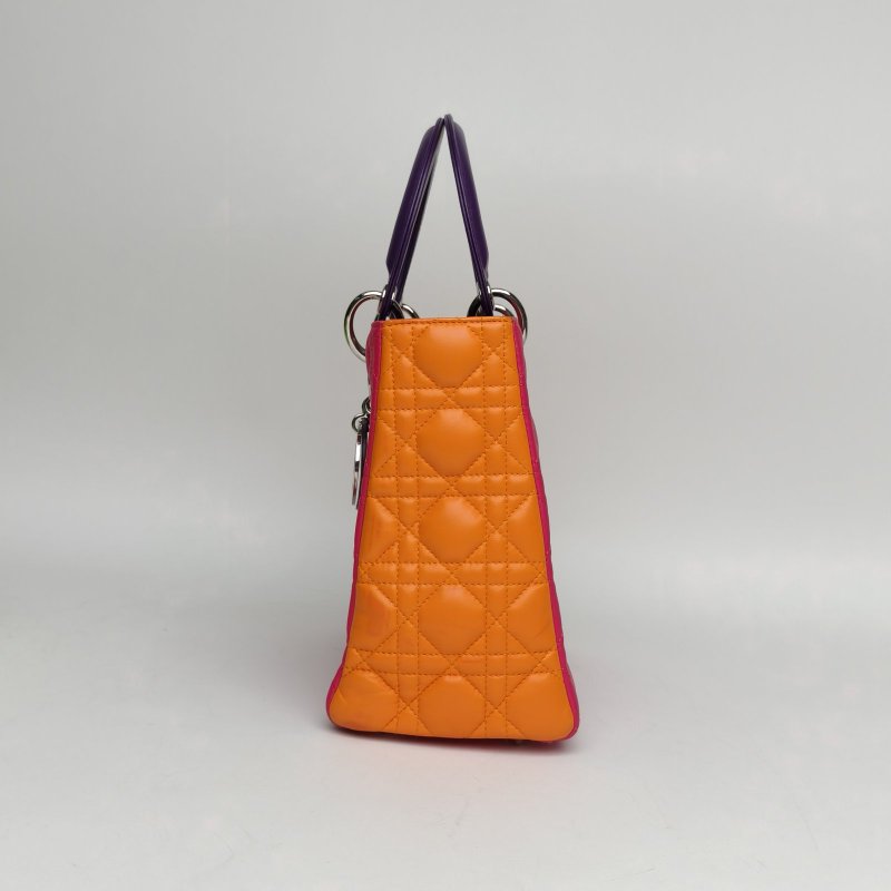 DIOR Lady戴妃包五格拼色羊皮銀扣2011肩背包-1