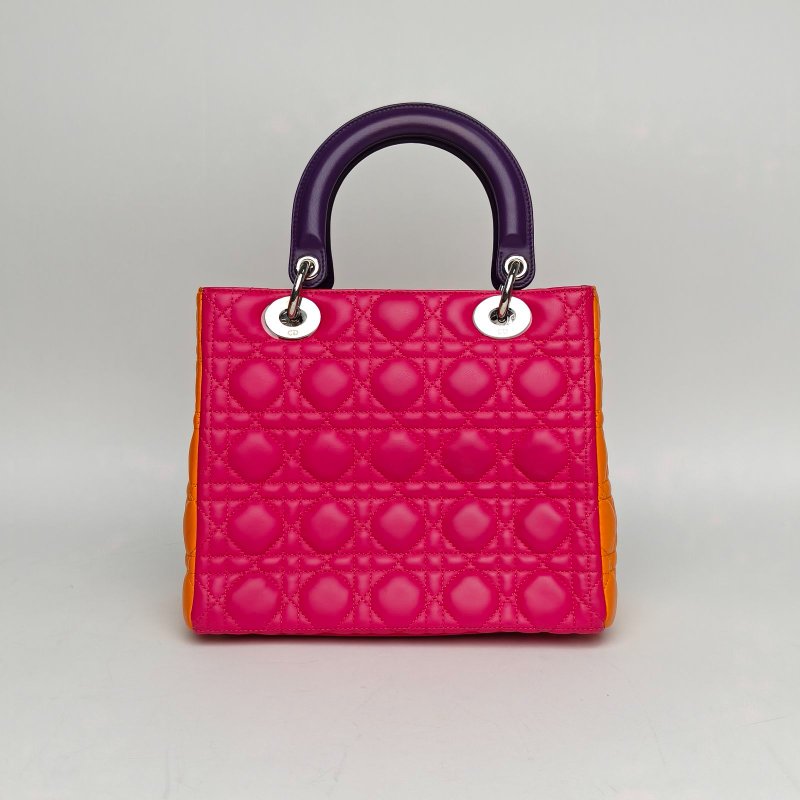 DIOR Lady戴妃包五格拼色羊皮銀扣2011肩背包-2