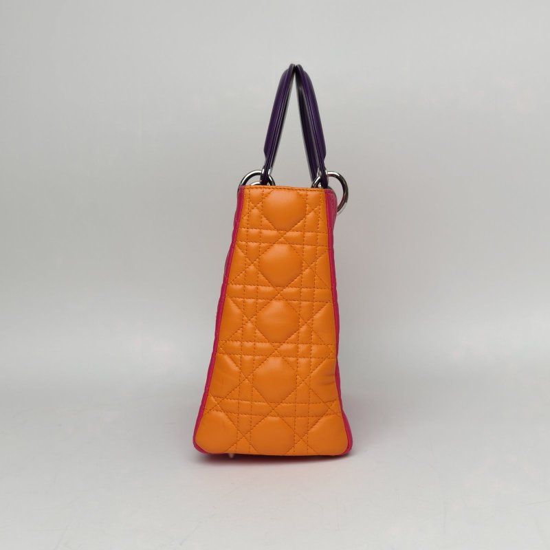 DIOR Lady戴妃包五格拼色羊皮銀扣2011肩背包-3